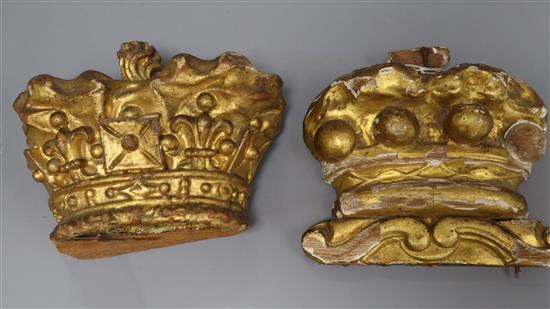 Two carved giltwood coronet crowns